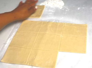 cut the dough evenly into small rectangular 