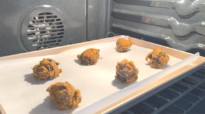 scoop into the baking tray and bake