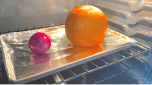 bake the pumpkin and onion for about 1.5 hour