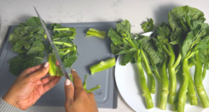 peel the skin and cut the tough part out