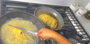 Add cooked pasta into the sauce