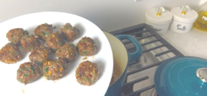 brown the meatballs all around and rest them on a plate