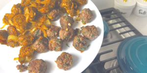 Chicken are brown, same as meatballs