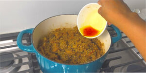 Add Saffron mixture into the Biryani and cook for another 5 minutes