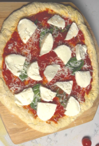 Margarita pizza is ready to bake