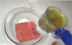add veggie mixture into the meat and cornstarch