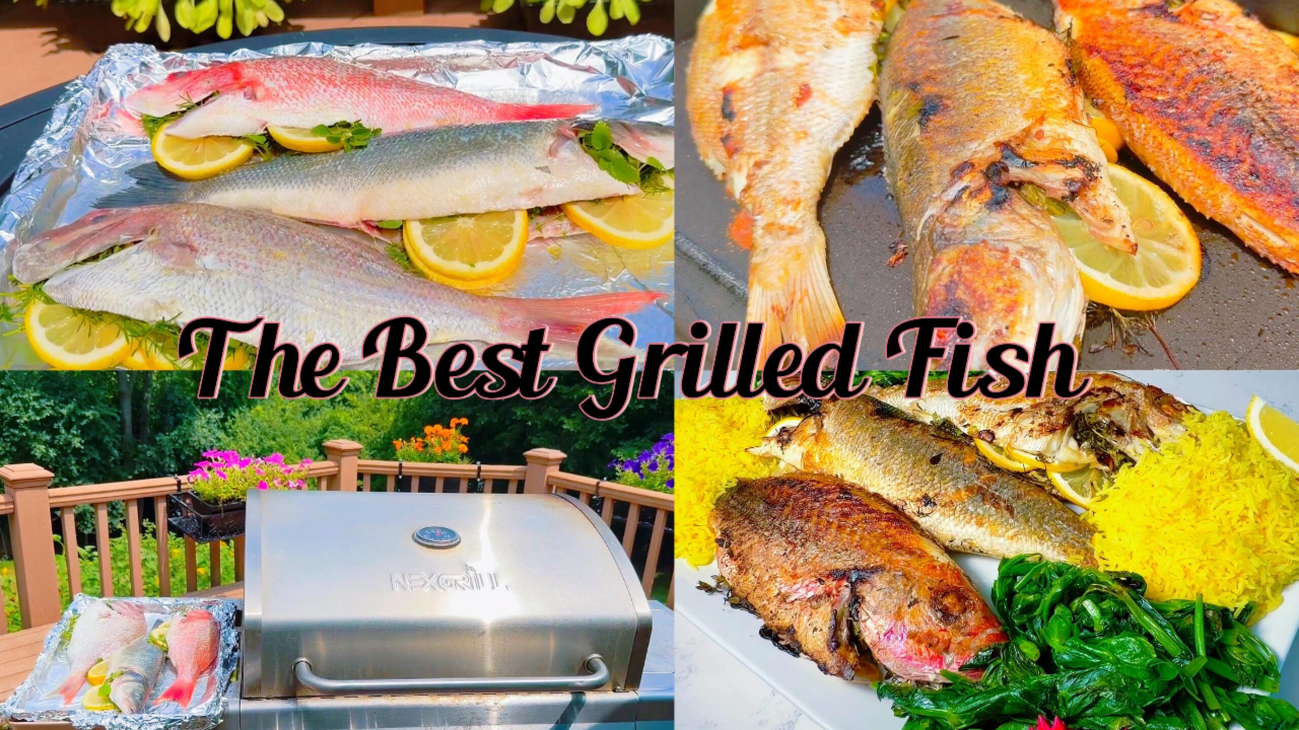 The Best BBQ Grilled Fish Recipe Served with Yellow Rice & Sautéed Pea Tips | Easy Family Dinner